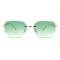 thumbnail image 4 of Luxury Gangster Bevel Rectangle Rimless Jaguar Hinge Showy Sunglasses Gold - Green, 4 of 6