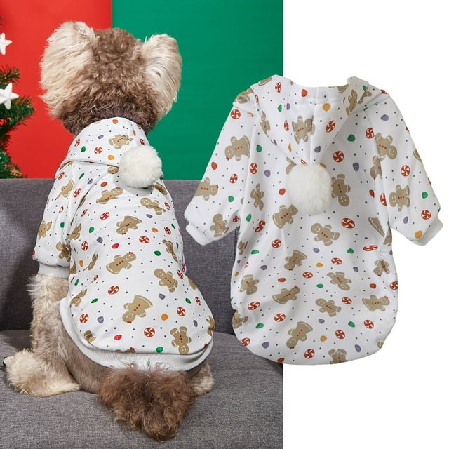 Unbranded Christmas Hooded Sweatshirt W/ Fur Ball, Gingerbread Man/Tree/Snowflake/Penguin Print, Warm, Multiple Colors, S/M/L