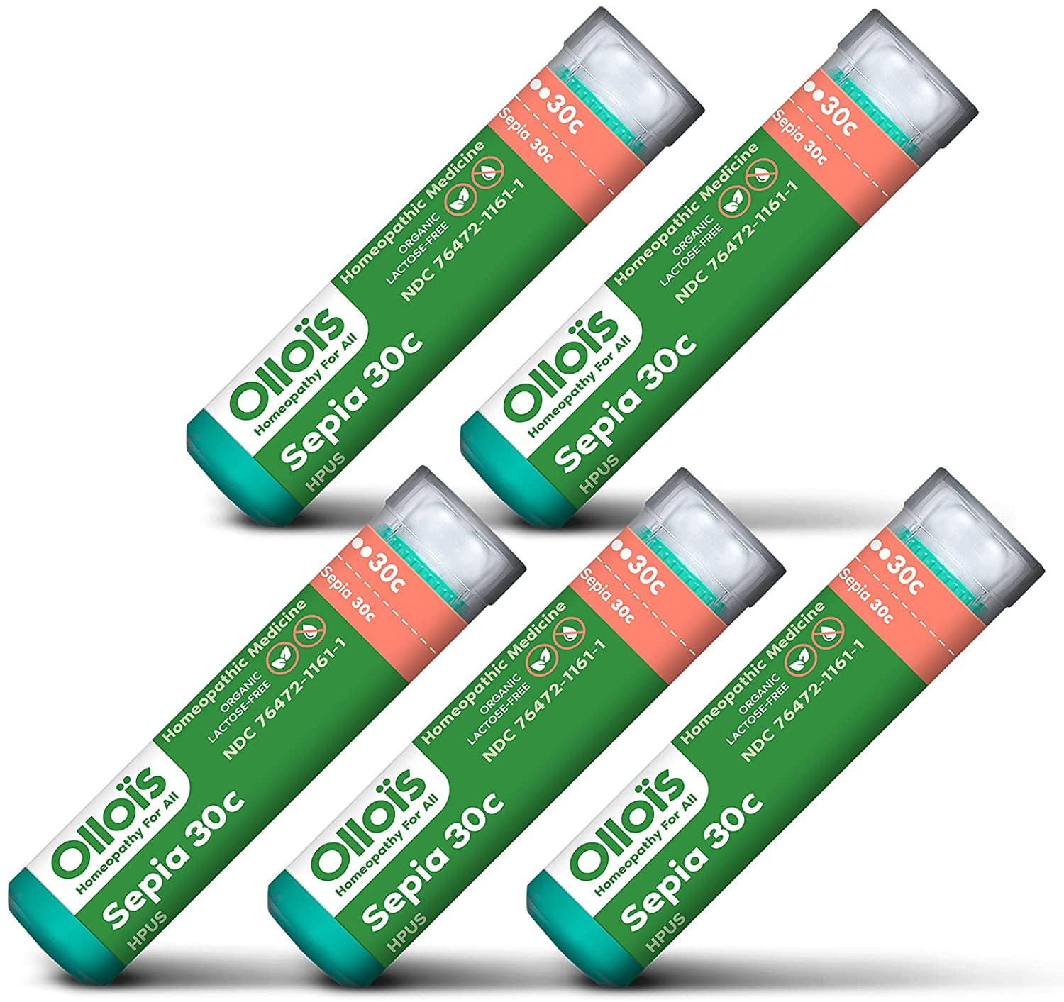 OLLOIS Sepia 30C Organic Lactose-Free Homeopathic Medicine, 80 Pellets (Pack of 5)