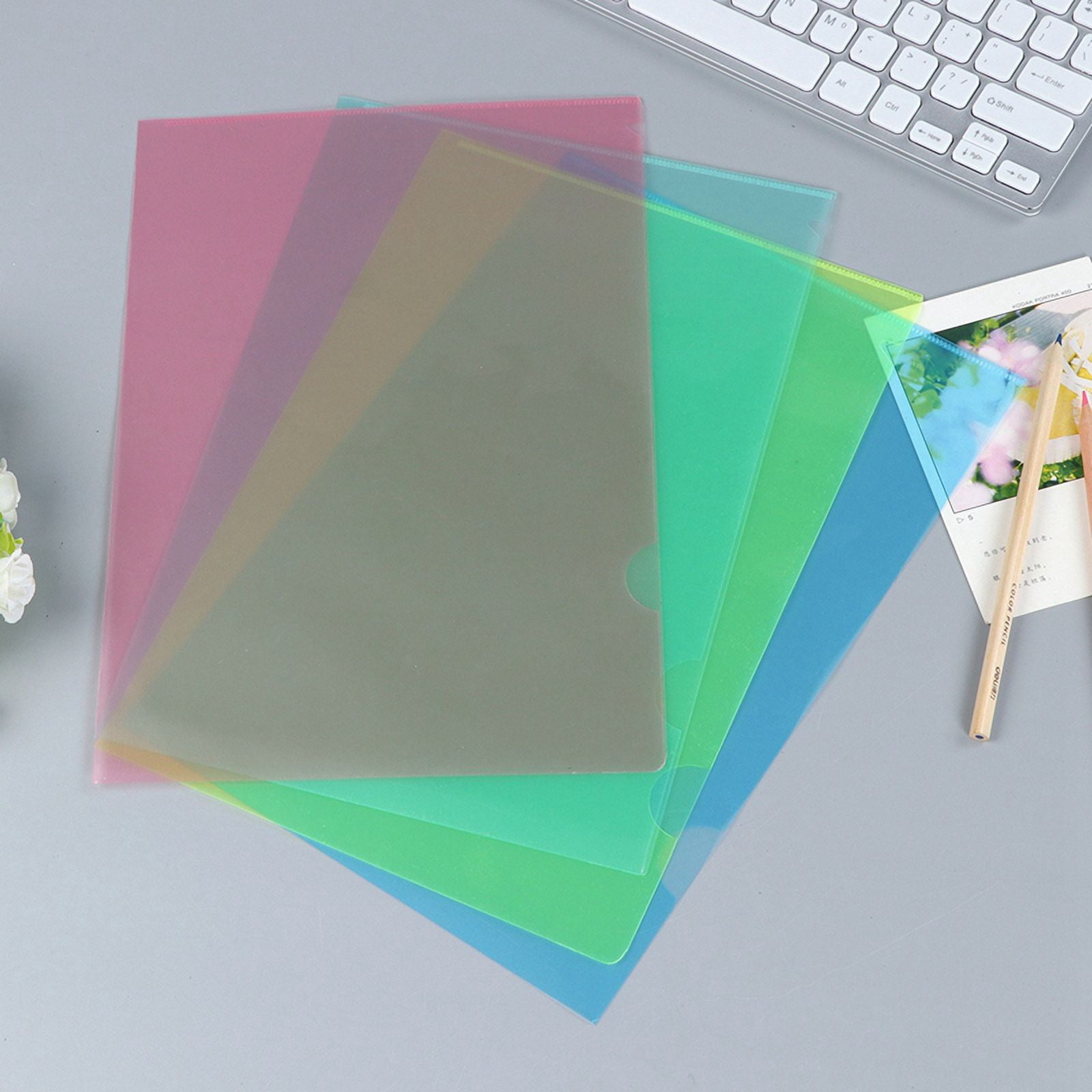 WM25 50Pcs Plastic Folders A4 Sleeves Wallets for Protection Files with Top & Side Open Sleev