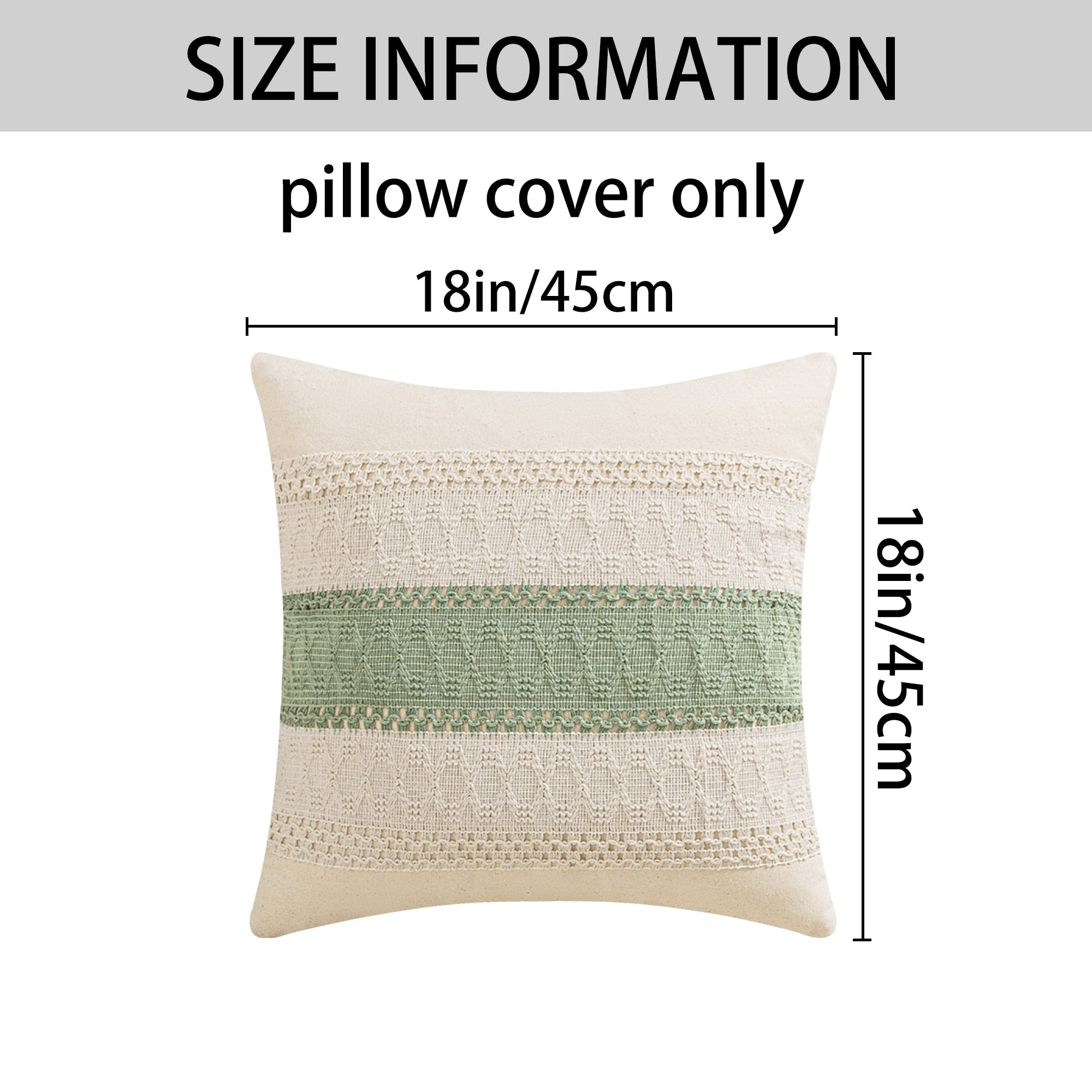 Unique Bargains 2Pcs Geometry Weave Throw Pillow Covers for Sofa Green 18" x 18"