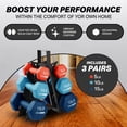 thumbnail image 2 of HolaHatha 5, 10 & 15 Pound Neoprene Dumbbell Weight Set with Storage Rack, 2 of 11