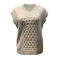thumbnail image 3 of Pxiakgy Ladies College Style Knitted Sweater Vest Sleeveless V-Neck Retro Vest Khaki XL, 3 of 5