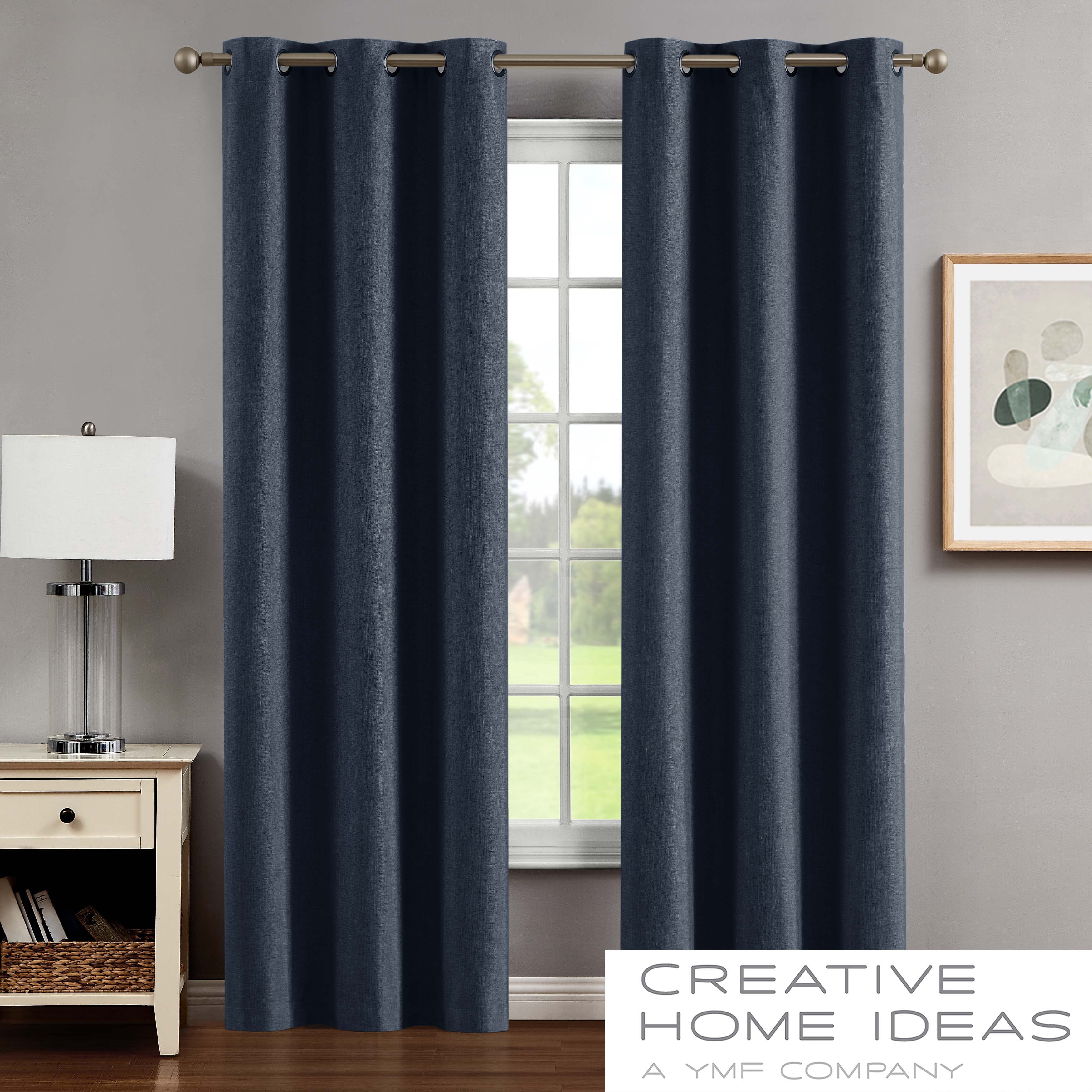Legrae Blackout Thermal Insulated Grommet Curtains, Set of 2 Panels with Tiebacks, Insignia Blue, 38" x 96"