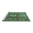 thumbnail image 2 of Ahgly Company Machine Washable Indoor Round Medallion Turquoise Blue Traditional Area Rugs, 8' Round, 2 of 4