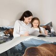 thumbnail image 4 of Castle Fairy Fishing Brown Bear King Size Comforter Sets 3pcs,Waterfall Pine Mountain Salmon Comforters King Size,Brown Teal White,Grey Reversible,1 Comforter and 2 Pillowcases, 4 of 6
