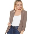 thumbnail image 3 of Women's Solid Basic Casual Draped Neck Open Front Ruched Sleeve Outerwear Vest Cardigan, 3 of 5