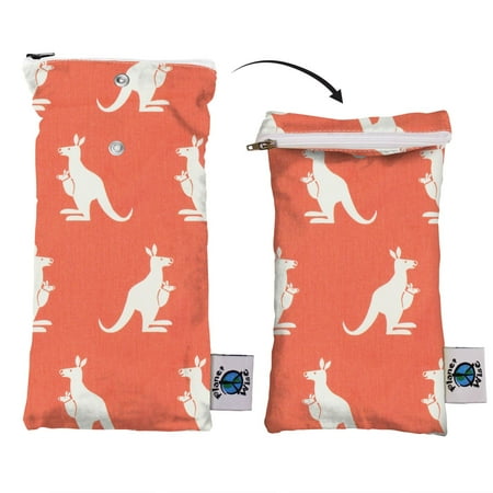 Planet Wise Wipe Pouch, Coral Kangaroo Twill