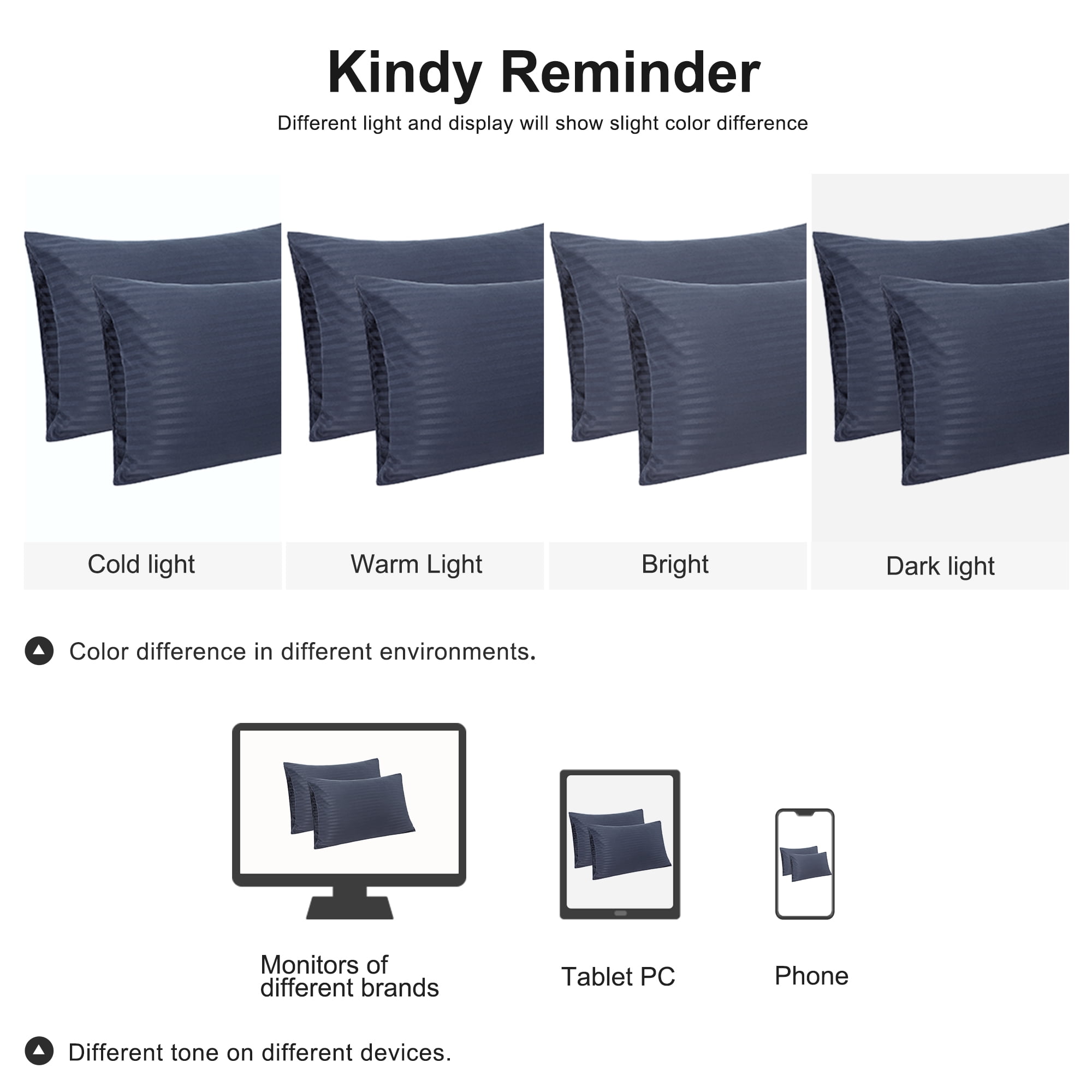 Unique Bargains Soft Durable Set of 2 Microfiber Striped Pillowcase Navy Blue Queen (20"x30")