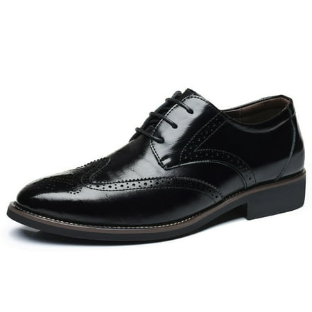 

Cathalem Leather Work Shoes for Men Steel Toe Classical Style Men s Breathable Hollow Business Casual Mens Dress Comfort Shoes Black 11.5