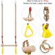 thumbnail image 5 of Columpio de madera trapecio con anillos de gimnasia, juegos de tobogán de pórtico para niños, jardín, exterior, interior, 5 of 5