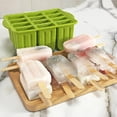 thumbnail image 2 of M Buder Molde De Silicón Para Helado Y Paletas 12 Cavidades Con Tapa Y 50 Palitos De Madera Color Verde Herramienta DIY Para Cocina Casera Resistente Al Frío Y Calor (22 cm / 8.7 inches), 2 of 9