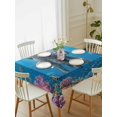 thumbnail image 2 of Ocean Diving Elephant Rectangle Tablecloth, Blue Coastal Coral Fish Marine Life Waterproof & StainResistant Tablecloth, Washable Oil-proof Table Cover for Dining/Party/Wedding/Camping/Buffet 60x84 In, 2 of 9
