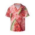 thumbnail image 3 of Balery Refreshing Watermelon Slices Men's Casual Button Down Shirt Short Sleeve Textured Summer Cuban Beach Shirts-XX-Large, 3 of 7