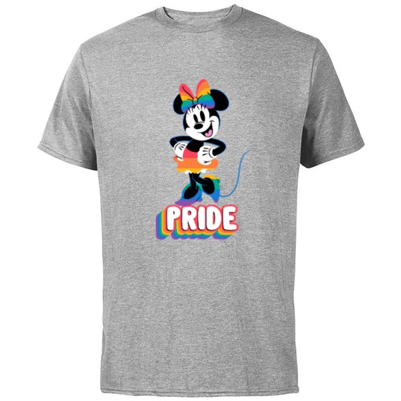 Disney Minnie Mouse Pride Happy Rainbow Fashion - Short Sleeve Cotton T-Shirt for Adults - Customized-Athletic Heather