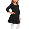 thumbnail image 6 of Wilark Toddler Girls Dress Long Sleeve Casual Knitting Cotton Square Neck Fall A Line Dress Black 3 T, 6 of 7