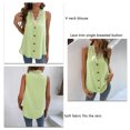 thumbnail image 3 of Blusa sin mangas de jacquard con escote en V, sin mangas, color liso, con ribete de encaje, jacquard, blusa para mujer, 3 of 8