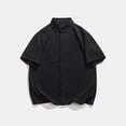 thumbnail image 3 of Camisas Para Hombre Moda de primavera y verano para hombre, camiseta informal de manga corta con solapa de Color sólido, camiseta de manga corta con músculos holgados (Black, L), 3 of 5