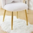 thumbnail image 6 of PurelyGoods Girls Vanity Chair with Back,Cute Small Desk Chair No Wheels,Fluffy Chair with Pillow,Cozy Makeup Chair with Ajustable Gold Legs,Comfy Chair for Bedroom,Living Room,Small Space,White, 6 of 18