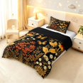 thumbnail image 2 of Homewish Fungus Botanical Mushroom Twin Comforter Sets,Daisy Floral Butterfly Bedding Set,Black Reversible,2-Piece,1 Comforter and 1 Pillowcase, 2 of 7