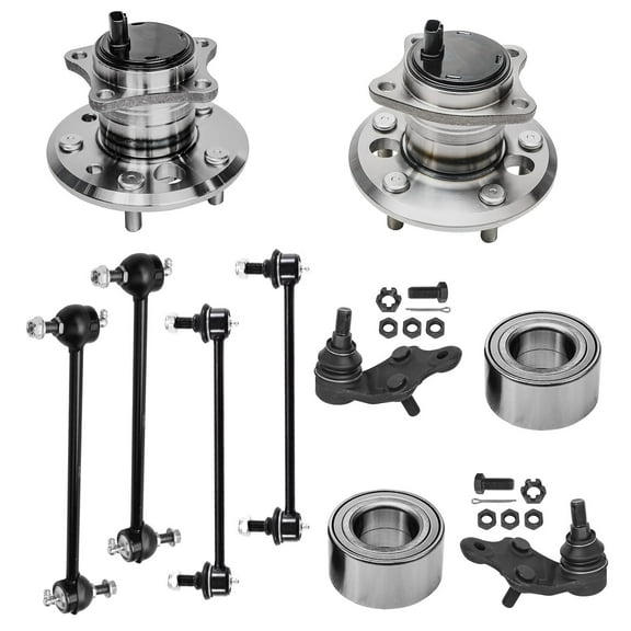 Detroit Axle - 10pc Front Wheel Bearing Hubs Kit for 07-11 Toyota Camry, Wheel Bearings Lower Ball Joints Rear Wheel Bearing and Hubs Sway Bar Links 2008 2009 2010 Replacement
