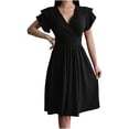 thumbnail image 7 of Inleife Womens Summer Dresses Women's Casual Fashion V-Neck Short Sleeve Solid Dress, 7 of 7