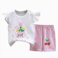 thumbnail image 2 of Toddler Girl Summer Clothes Cute Cotton Outfits Short Ruffle Sleeve Tee T Shirt Tank Top Shorts Pant 2PC Set Kaprioy Toddler Girl Clothes 3 9 18 24 Months 2T 3T 4T 5T 6T, 2 of 5