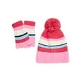 thumbnail image 5 of Packed Party Cozy Stripes Chenille Hat and Gloves Set, Pink, 5 of 7