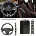 thumbnail image 5 of Yuyamidu Black Polynesia Car Seat Cover Sea Turtle Car Carpet Mats Steering Wheel Cover Seatbelt Pads Auto Handbrake Cover Set Coasters for SUV Van Sedan, 15 Piece, 5 of 6