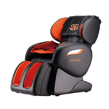 NFL Cincinnati Benga Electric Full Body Shiatsu Massage Chair Foot Roller Zero Gravity w/Heat