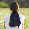 thumbnail image 2 of Unique Bargains 1 Pc Head Scarves Bandana Solid Color Satin Neck Scarf Navy Blue, 2 of 5