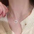 thumbnail image 3 of TRKIYQC Collar geométrico de circón, joyería de cadena de clavícula entrelazada de doble anillo para mujeres y niñas TRKIYQC casual, 3 of 7