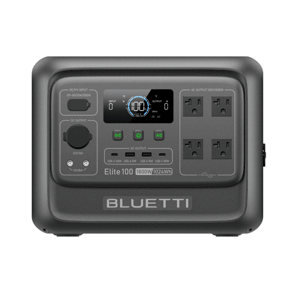 BLUETTI Elite 100 V2 Portable Solar Generator, 1024Wh LFP Battery, 1800W AC Output, Compact Backup Power for Camping and Home
