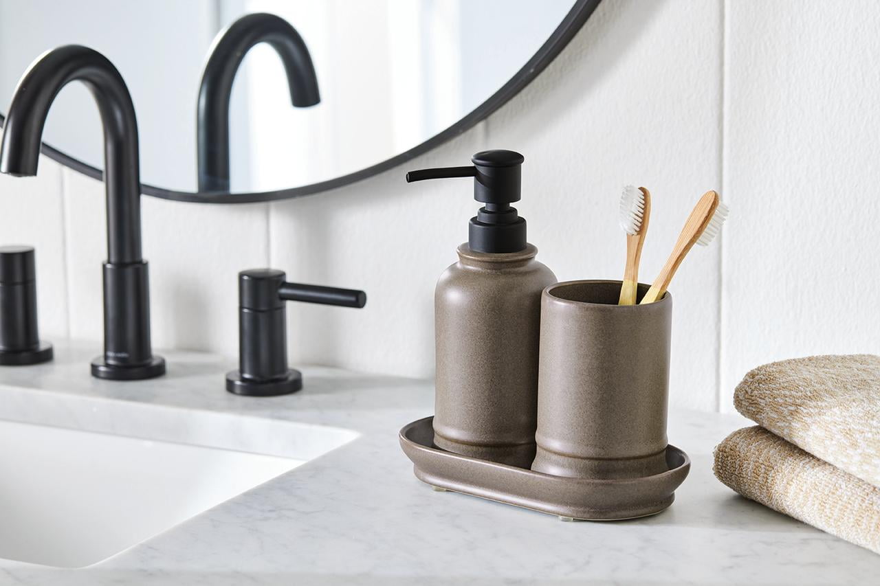 Better Homes & Gardens 3 Piece Bath Set Plain Bathroom Ceramic, Plastic Bathroom Canister Sets