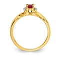 thumbnail image 2 of 14K Yellow Gold Ring Band Gemstone Ruby Oval Red Diamond Round, 2 of 3