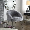 thumbnail image 2 of Posh Living Anthony Faux Fur Fabric Accent Chair with Metal Legs in Gray, 2 of 9
