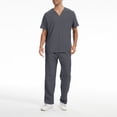 thumbnail image 2 of Scrub Set for Men V Neck Short Sleeve Scrubs Top and Wide Leg Jogger Pants Wrinkle-Resist Comfort 2 Pieces Outfit, 2XL, 2 of 9