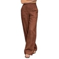 thumbnail image 5 of Wide Leg Pants Women Casual Cotton Linen High Waisted Wide Leg Pants Button Up Straight Leg Trousers, 5 of 6