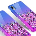 thumbnail image 4 of Jitterbug Smart 3 / Lively Smart Case Liquid Quicksand Glitter Cute Phone Case Clear Bling Diamond Shock Protective Cover for Girls Women - Purple/Blue, 4 of 5