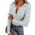 thumbnail image 2 of Womens Henley Shirts Ribbed Knit Long Sleeve Fall Tops Floral Casual Slim Fit Button Down Shirt, 2 of 6