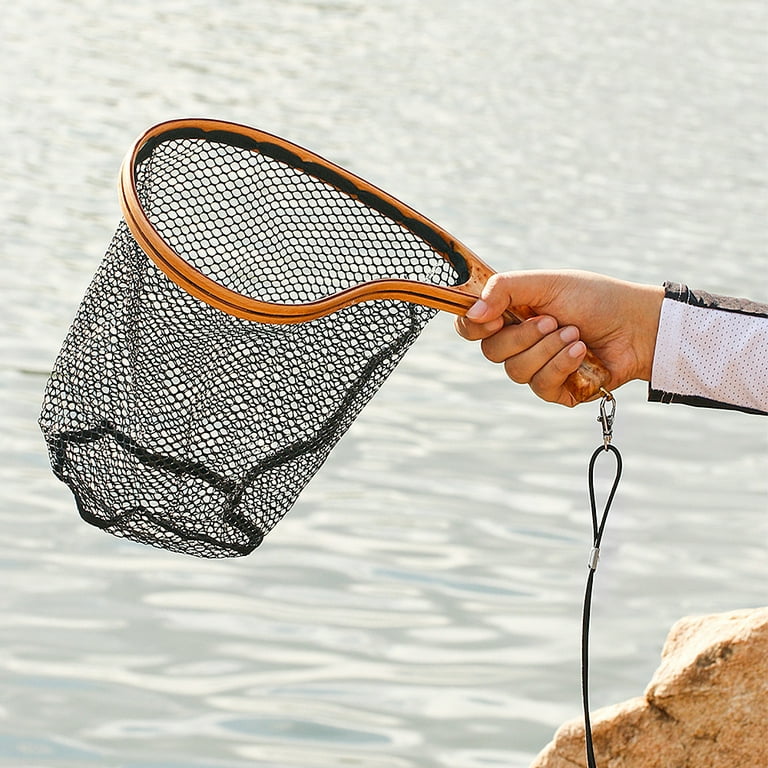 Arealer Fishing Landing Net with Elastic Lanyard Fly Fishing Net Fishing Catch and Release Net, Size: 9.8 in
