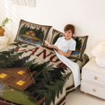 thumbnail image 3 of Feelyou Retro Folk Cabin Camping Bed Sheets for Men Boys, Woodland Mountain Lake Paddle King Sheets, Brown, 4-Piece, 3 of 5