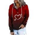 thumbnail image 2 of Jinhomg Cute Heart Print Sweatshirt for Women Trendy Novelty Gradient Hooded Pullover Fall Lightweight Long Sleeve Button Up Sweatshirts with Pocket Summer Saving Red XXL, 2 of 5