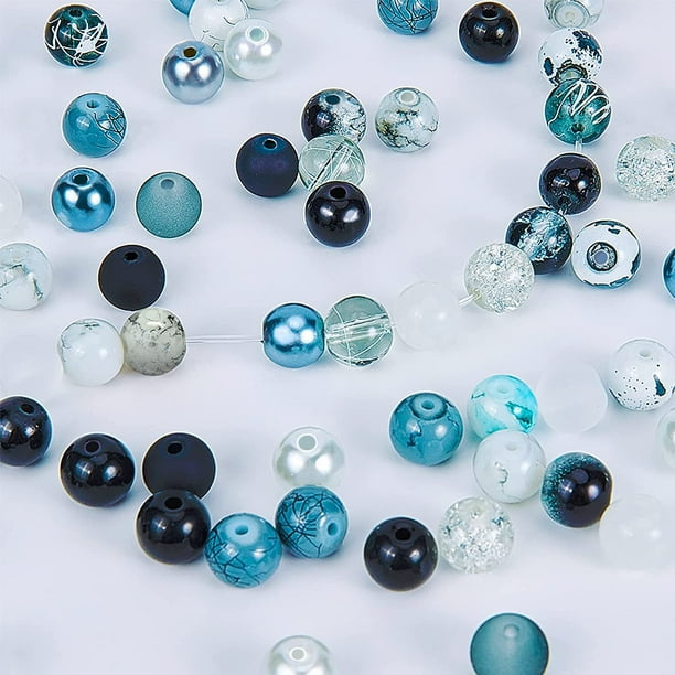 24 Color 8mm Round Glass Beads 720pcs Black White Bracelet Beads