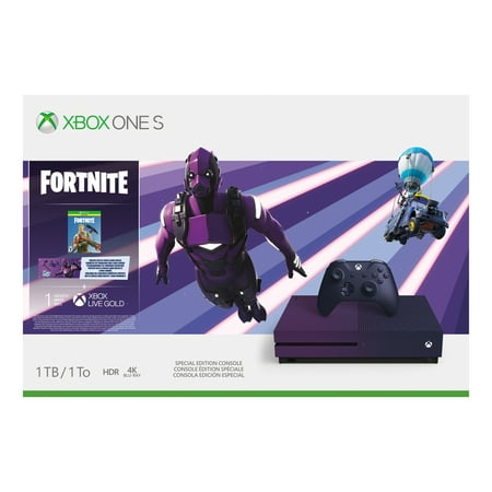 Microsoft Xbox One S 1TB Fortnite Limited Edition Bundle, Purple, 23C-00080