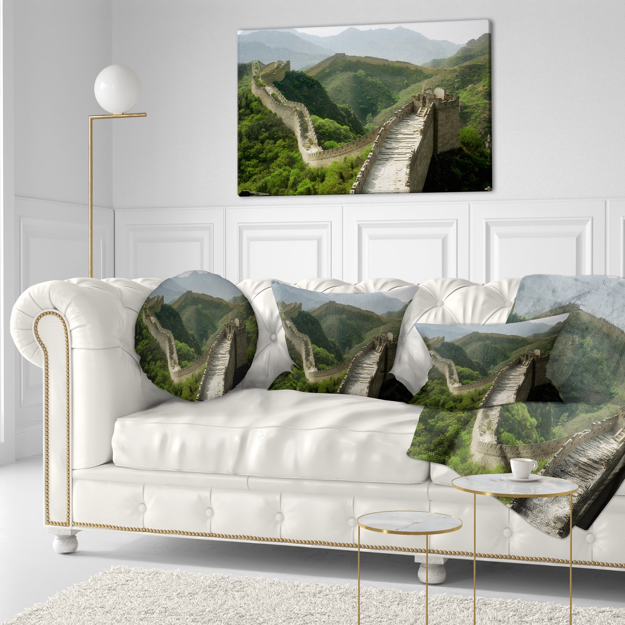 Designart Great Wall of China - Photography Throw Pillow - 12x20