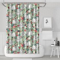 Maltese Dog and Flower Floral Shower Curtain 72"x72" ,Bathroom Decorative Shower Curtains Set with 12 Hooks,Modern Waterproof Washable Shower Curtain