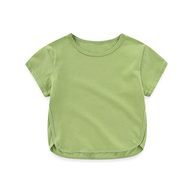Cethrio Hauts à Manches Courtes pour Filles, T-Shirts d'Été en Coton Col Rond pour Filles Vert Taille 6-12 Mois