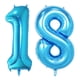 thumbnail image 1 of Globos azules de 40 pulgadas con número 18 para fiestas, festivales, cumpleaños, aniversarios, globos gigantes de aluminio, suministros para fiestas, accesorios para fotos., 1 of 3