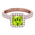 thumbnail image 2 of Rings for Women 0.98 Carat Diamond and Cushion Cut Peridot Ring pave 10K Rose Gold, 2 of 5